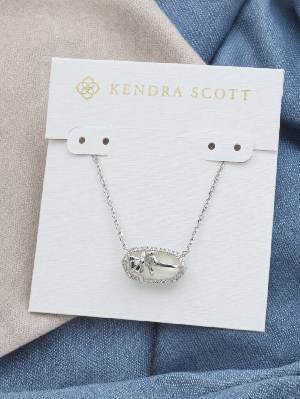 Kendra Scott Silver Ivory Elisa Bow Short Necklace